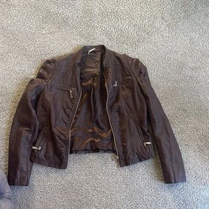 JouJou Faux Leather Jacket, Brown